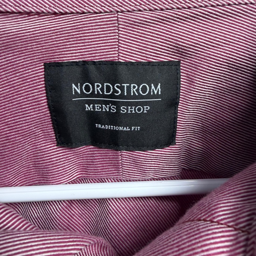 Nordstrom Mens Shirt 15.5 32-33 Cotton Striped Long Sleeve Traditional Fit - Picture 3 of 4